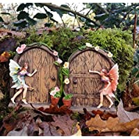 Los mejores  - Set of 2 Sparkle Fairy Door Garden Home Ornament